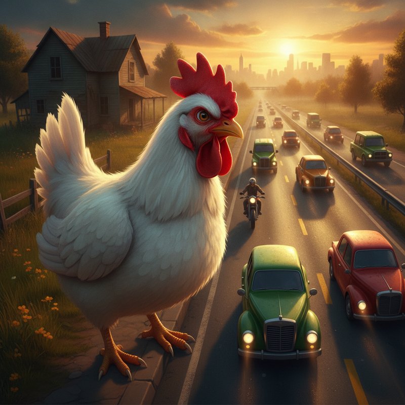 Chicken Road 2 - gallina bianca pronta ad attraversare la strada trafficata